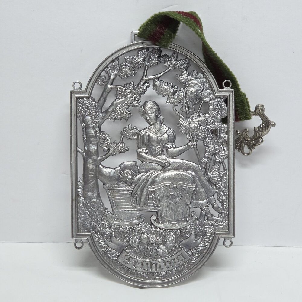 VTG Pewter BMF Zinn Wall Plaque Spring Fruhling Mother With Child West Germany